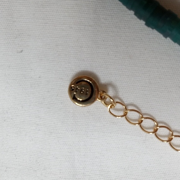 C 1946 green teal blue chunky necklace 34" W/3" extender - Picture 2 of 6